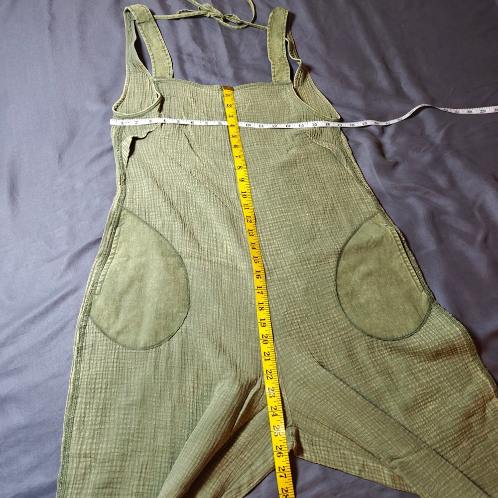 Zenana Double Gauze Washed Wide Leg Overalls Lt Olive Green Jumpsuit Small - Picture 9 of 12